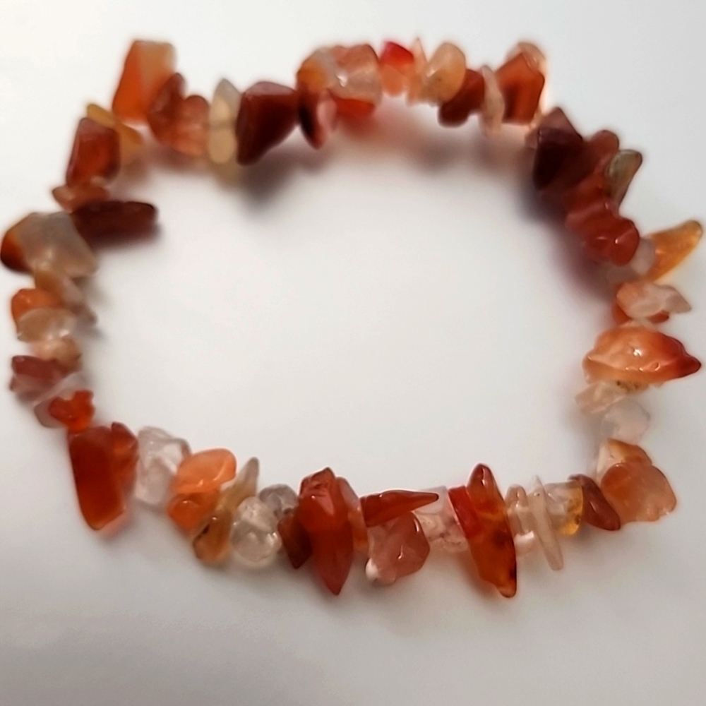 MULTI STONE CHIP BRACELET Fire ORANGE RED STONE